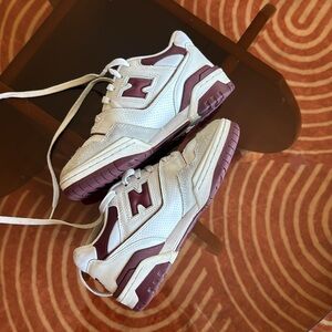 New Balance 550 White and Burgundy Sneakers